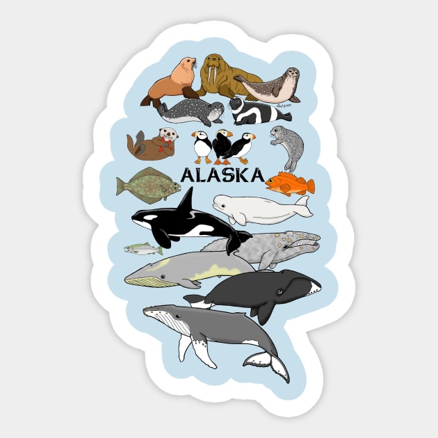 Alaska's Marine Life Sticker by HonuHoney